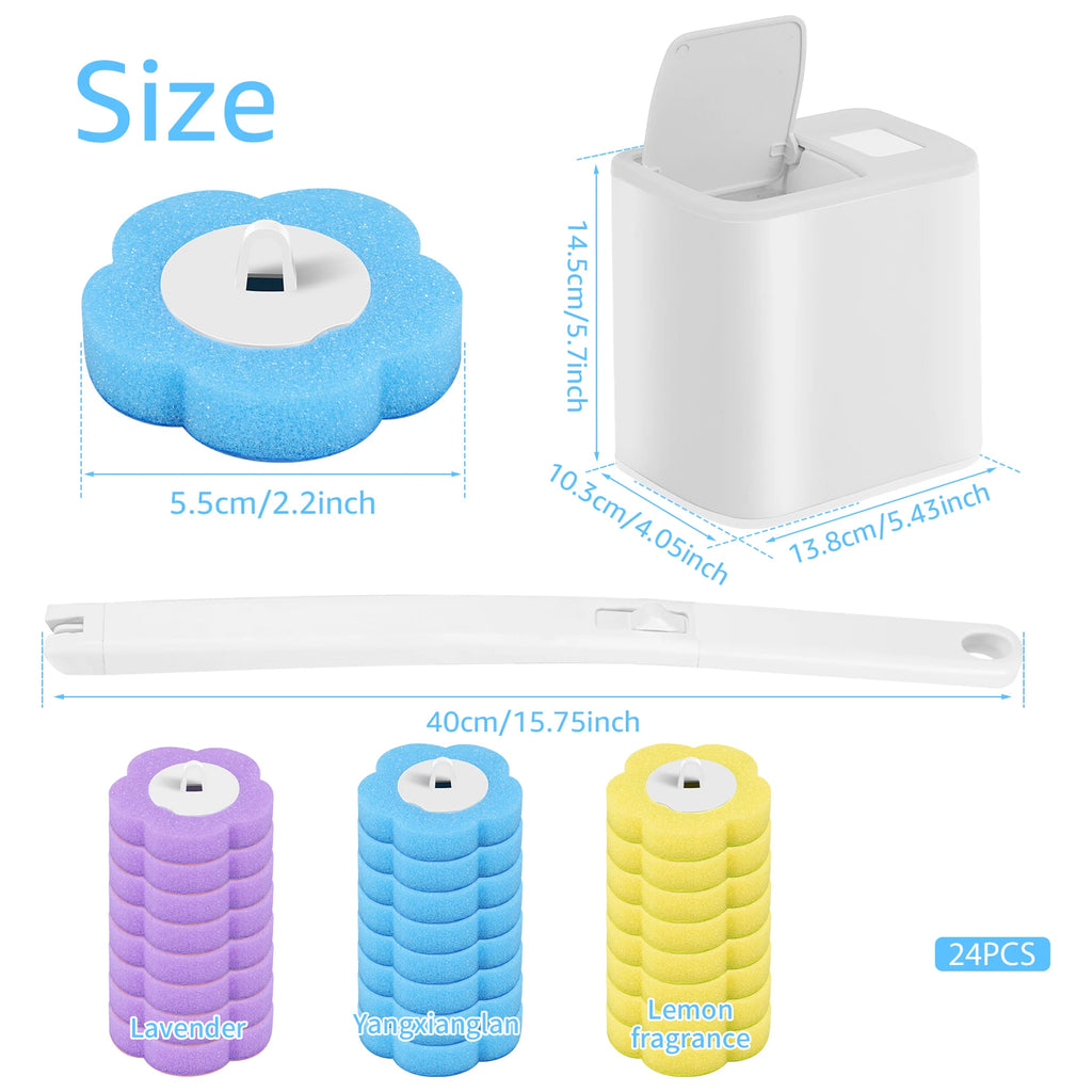 New Toilet Brush Disposable Replacement Head Cleaning Kit With Lengthened Handle Auto Lid Opening Toilet Bowl Cleaner Pad Kit Oasis Select White 24 Brush Head
