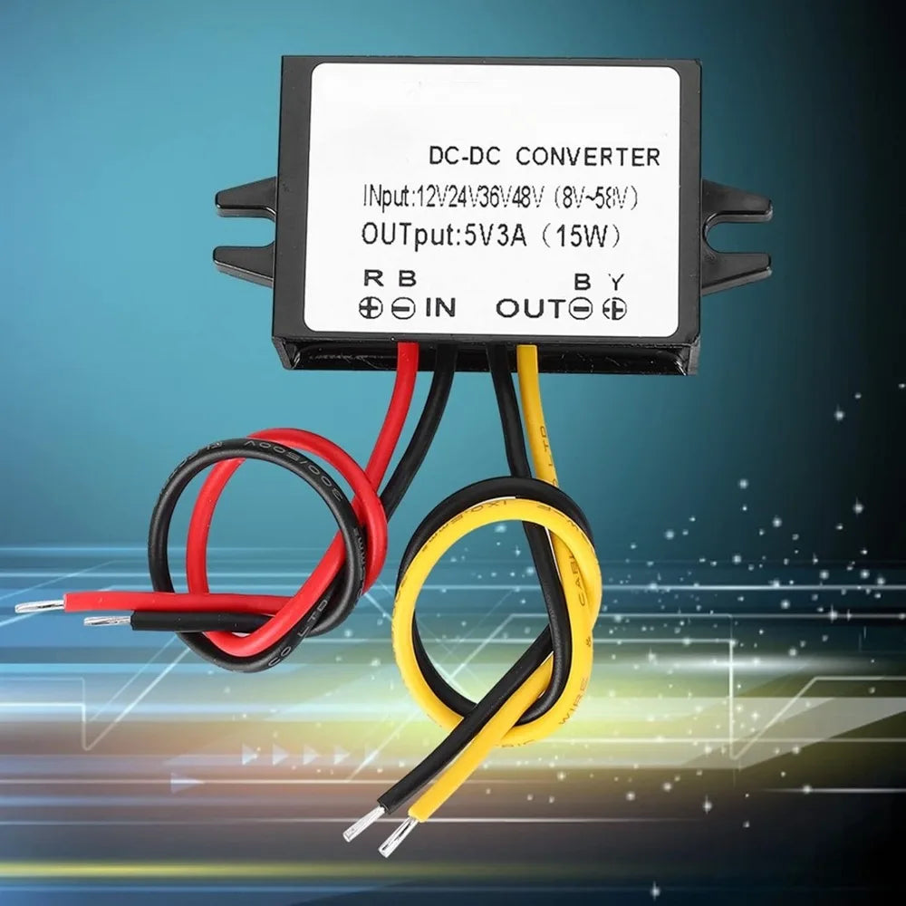 DC To DC 12V/24V/36V/48V Step Down To 5V 3A Waterproof Buck Power Supply Module For Automobile LED Display Fan Monitor Camera Oasis Select
