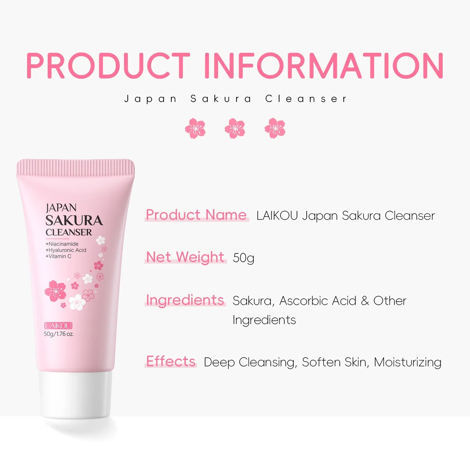 LAIKOU Facial Foaming Face Cleanser Facial Scrub Cleansing Acne Oil Control Blackhead Remover Shrink Pores Skin Care 50g Oasis Select