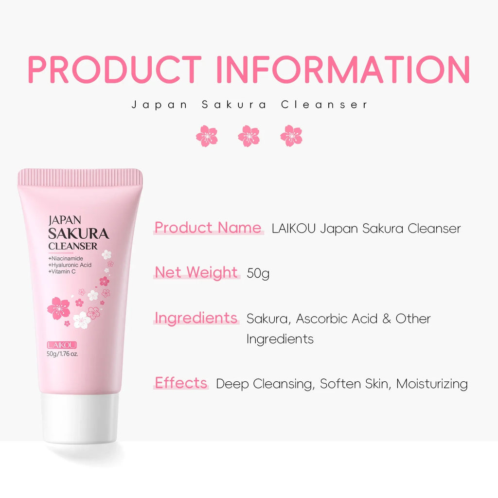 LAIKOU Sakura Foaming Face Cleanser – Acne & Blackhead 50g Foaming Face Cleanser Oasis Select