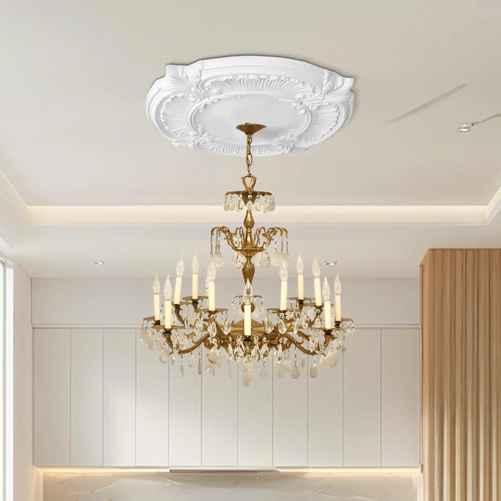 Ceiling Medallions PU Ceiling Medallion For Chandelier Elegant European Safe Decoration For Homeowners Contractors Interior Oasis Select