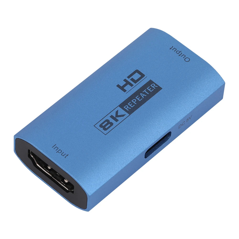 8K Extender Repeater 8K@60Hz HDMI Cable Extender Signal Repeater Amplifier Booster Adapter Hdmi 2.1 HDR 3D Video Converter Oasis Select Blue
