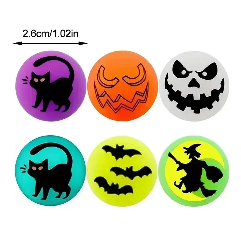 10Pcs Halloween Luminous Bouncy Ball Pumpkin Witch Rubber Ball Toys for Kids Birthday Party Favos Halloween Party Decoration Oasis Select