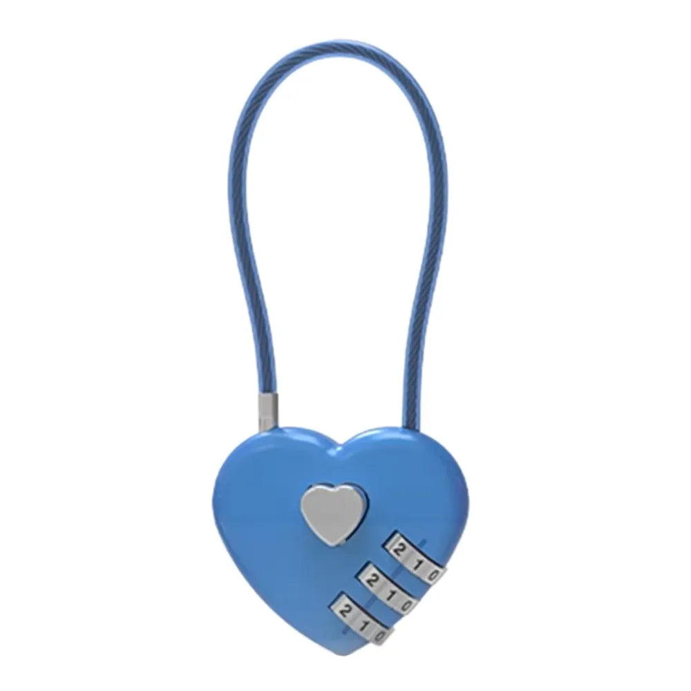 Valentine's Day Heart Style Love Password Lock 3 Digit Password Password Code Padlock Padlock Schoolbag Oasis Select blue