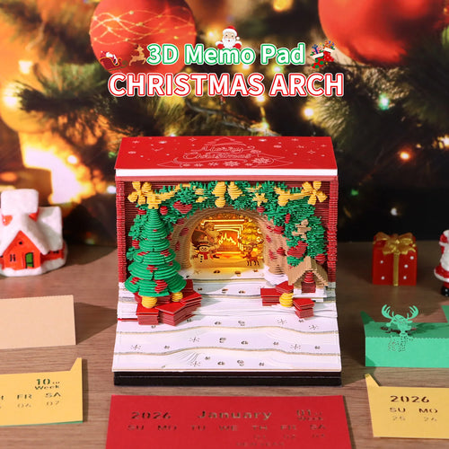 3D Christmas Arch Desk Calendar 2026 | LED Lights & Memo Pad 3D Holiday Desk Calendar Oasis Select