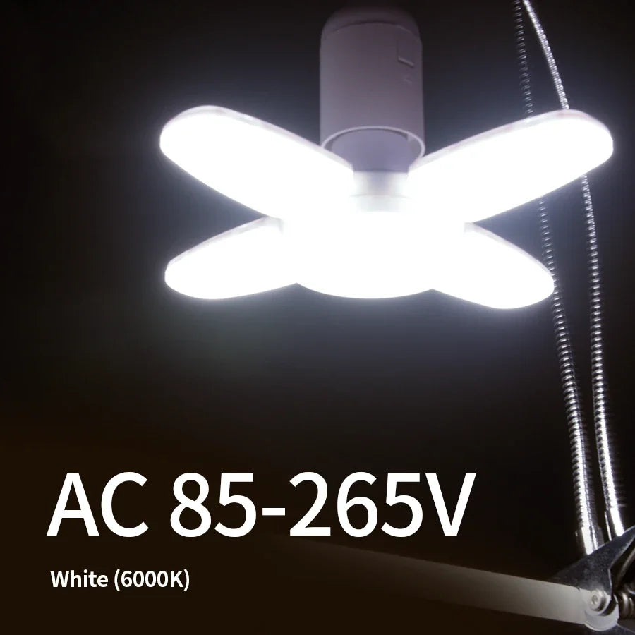 4 Leaf Shape LED Bulb AC 85-265V E27 LED Lamp 28W Foldable Led Lights Mini Leaf Light For Home Living Room Warehouse Garage Oasis Select Cold White 85-265V