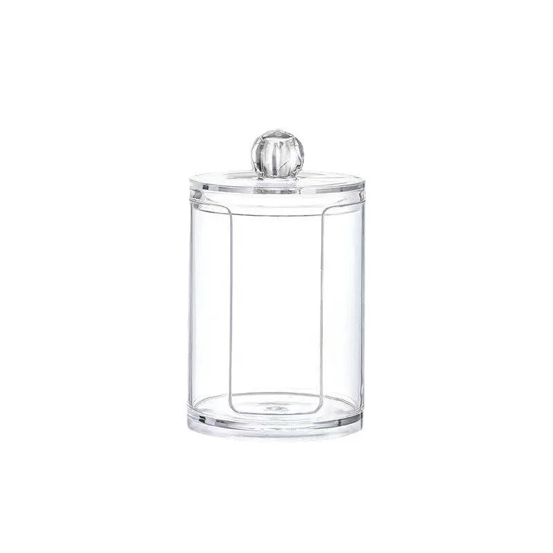 Clear Acrylic Bathroom Storage Jar with Secure Lid Multipurpose Organizer Container for Cotton Pads Swabs Cosmetic Accessories Oasis Select