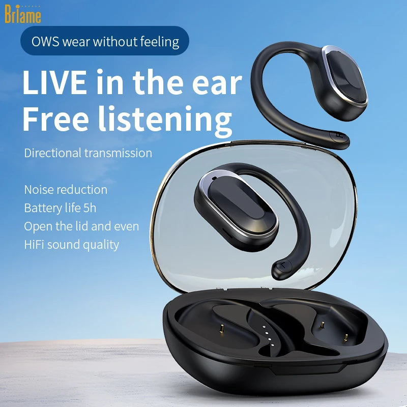 Briame Bluetooth Earhook Earphones Wireless Sports In-Ear Headset with Microphone for Running Sport Headphones Ows Headset Game Oasis Select
