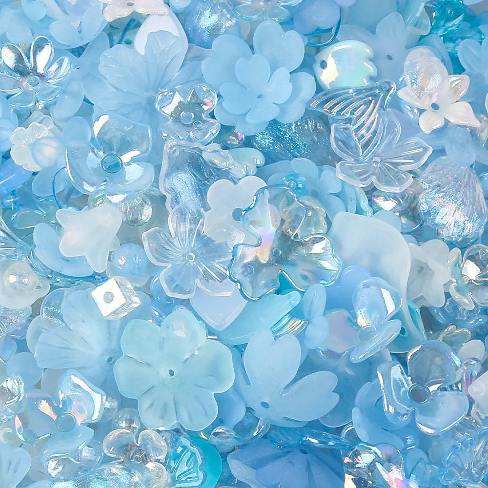 20g/100g Acrylic Assorted Beads Flower Star Butterfly Candy Acrylic Kawaii Beads for DIY Keychain Bracelets Jewelry Making DIY Oasis Select Blue 100g