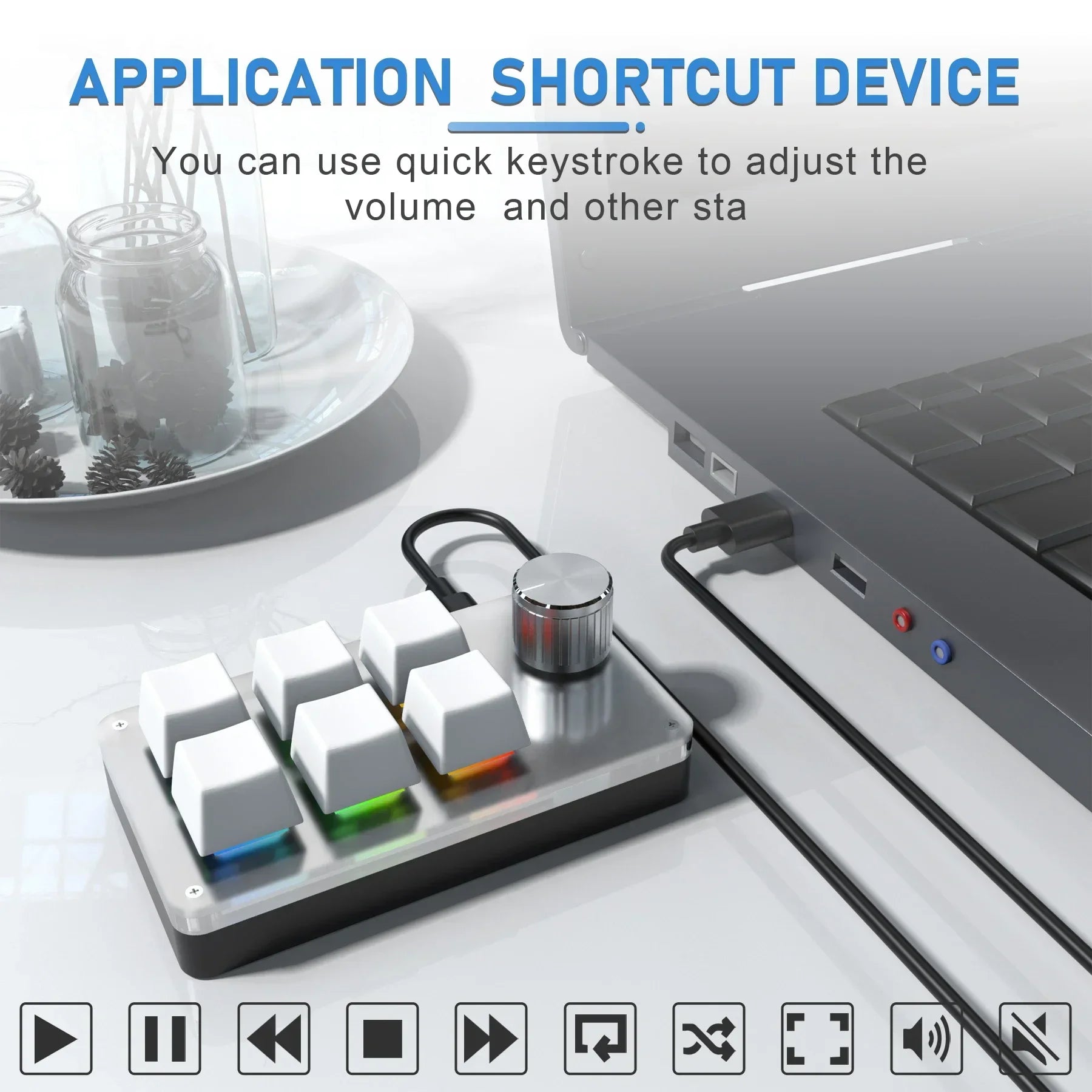 6-Key RGB Macro Mechanical Keypad with Knob – Custom Programming Macro Keypad Oasis Select