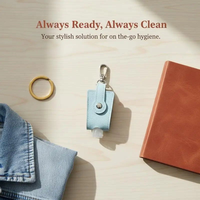 PU Leather Hand Holder With Metal Keychain Empty Refillable Bottle For Daily Commute Travel Outdoor Activities Oasis Select