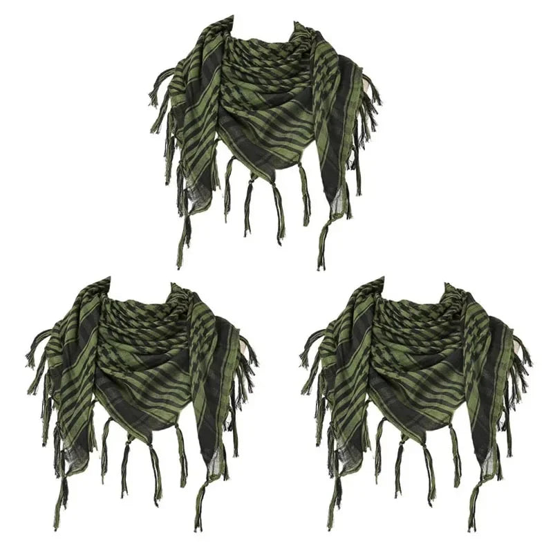 1/2/3Pcs Keffiyeh Tactical Desert Scarf Wrap Shemagh Head Neck Arab Scarf Keffiyeh Scarf Wrap For Men And Women Oasis Select 3pcs-Green
