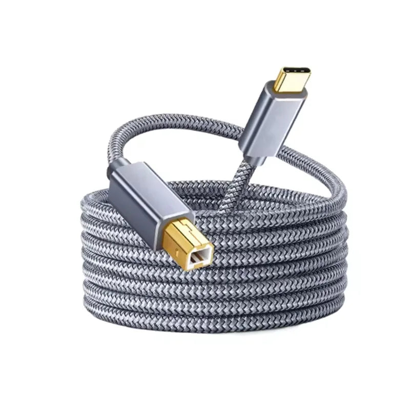0.5m 1m 2m 3m Nylon Braided Laptop Scanner cable usb c Type-C to USB B 2.0 Printer Cable High Speed For Epson HP Brother Oasis Select