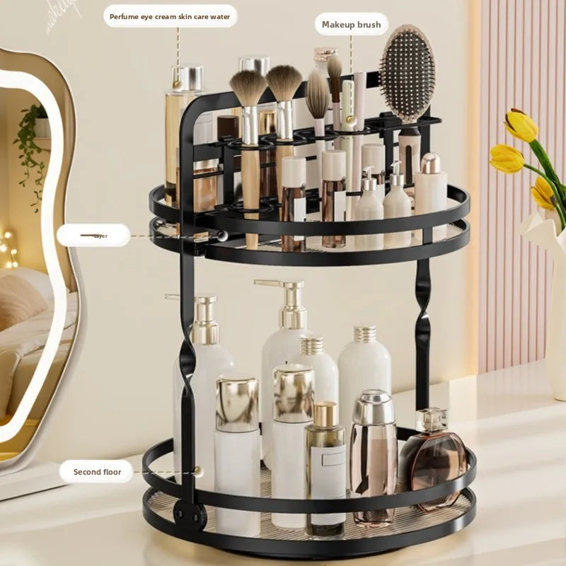 Rotating Cosmetics Storage Rack Dresser Eyeshadow Brush Shelf Premium Sense Desktop Skin Care Products Perfume Finishing Oasis Select
