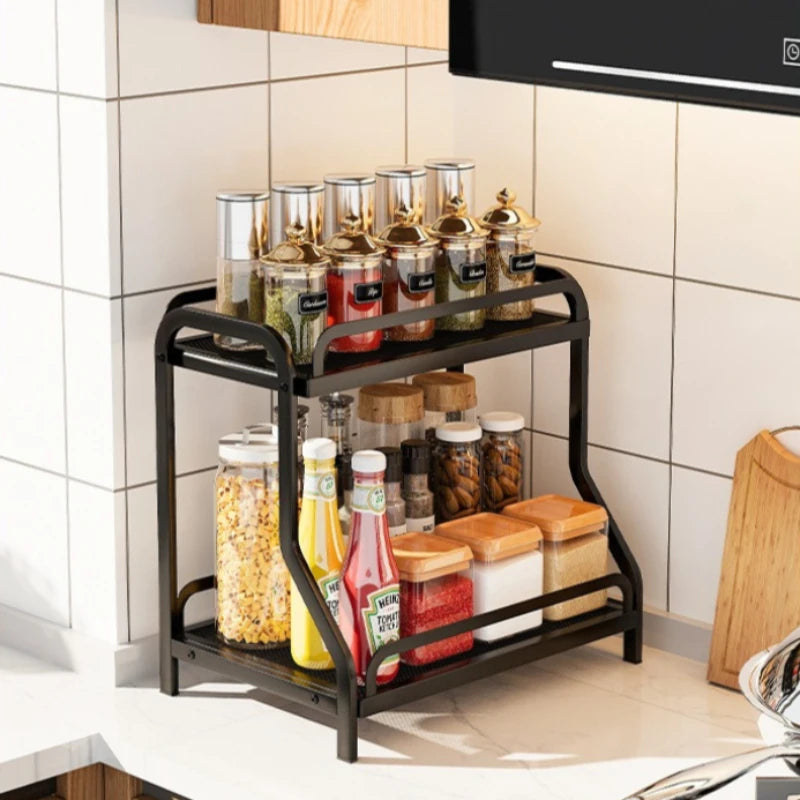 Kitchen Seasoning Shelf Seasoning Spice Jar Storage Box Multifunctional Countertop Oil Salt Sauce Vinegar Storage Rack Oasis Select