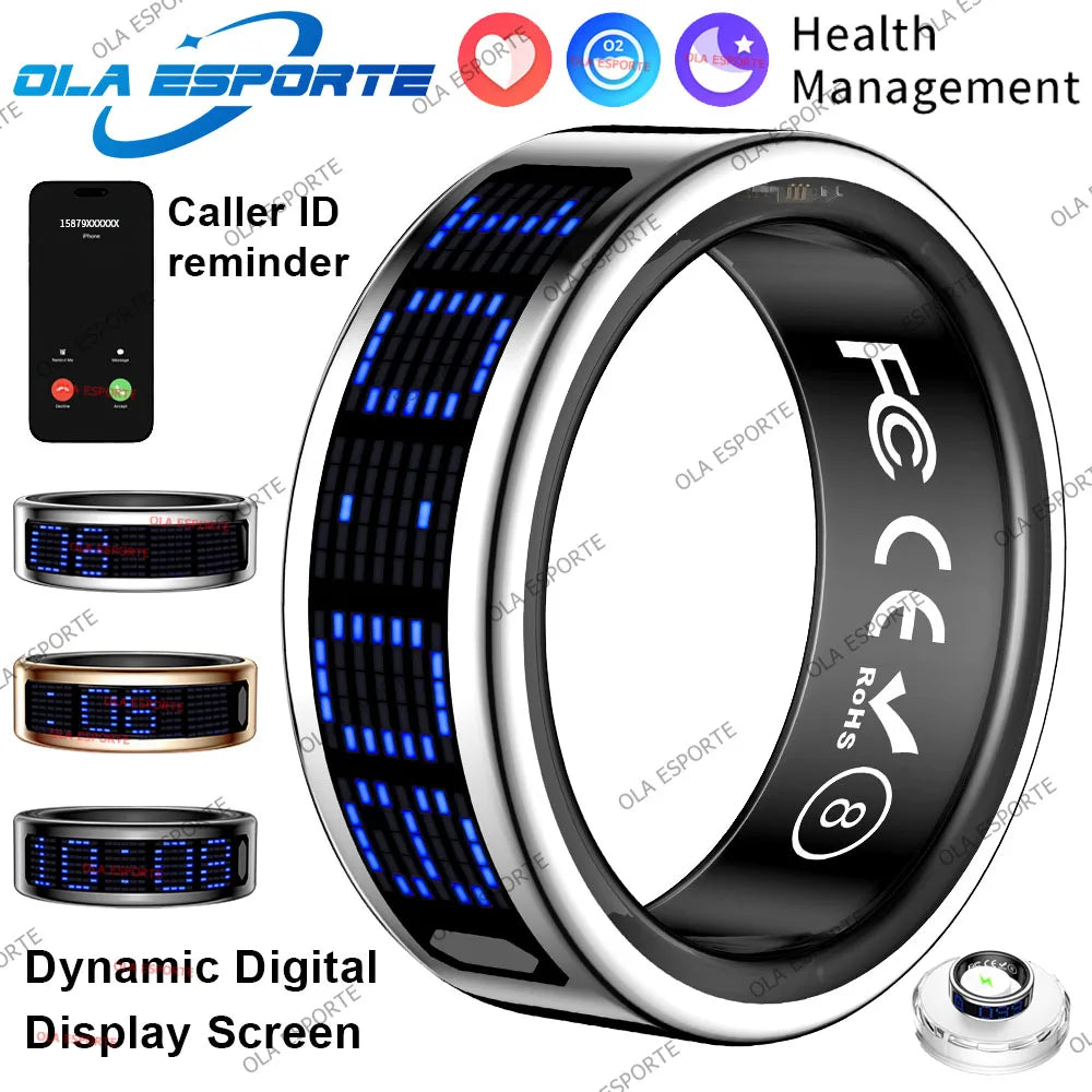 Smart Ring LED Display – Heart Rate, Sleep & Step Tracker