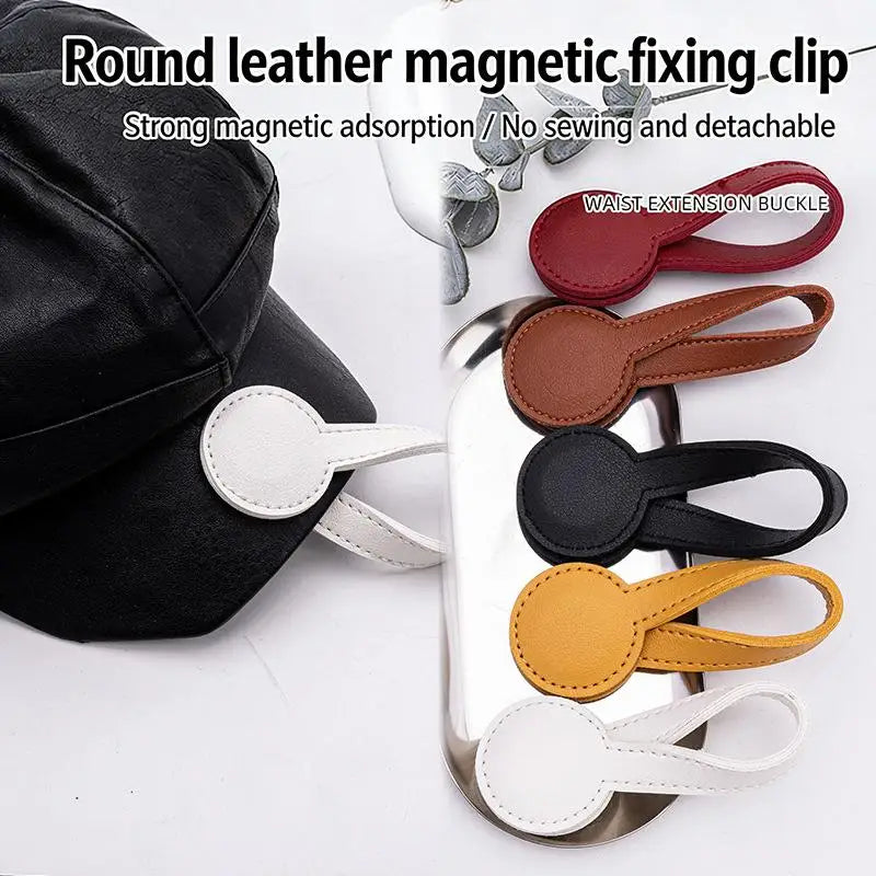 Multi-purpose Pu Leather Magnetic Hat Clip Strong Magnetic Round Organizer Clip Travel Bag 가방 자석 버클 액세서리 Oasis Select