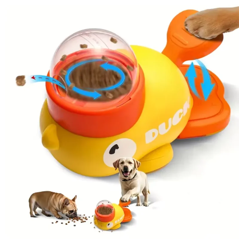 Interactive Pet Puzzle Feeder Little Yellow Duck Food Leak Toy Non-slip Base Slow Eating Bowl for Puppy Cat Daily Entertainment Oasis Select
