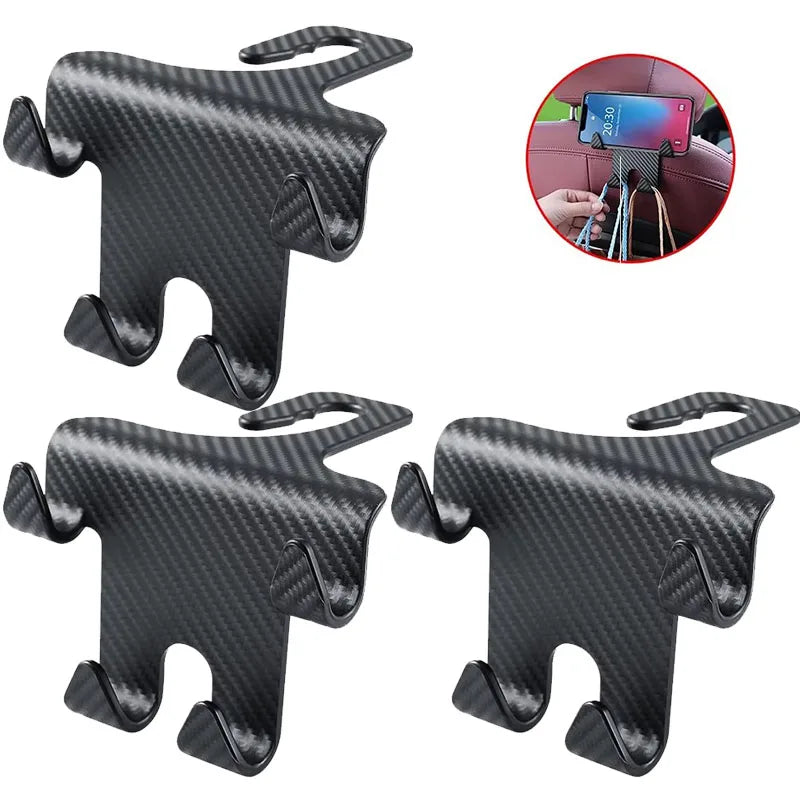 1/2/4/5Pcs Car Seat Headrest Hook 4 Pack Hanger Storage Organizer Universal for Handbag Purse Coat Fit Universal Vehicle Oasis Select 3pcs-Upgraded B