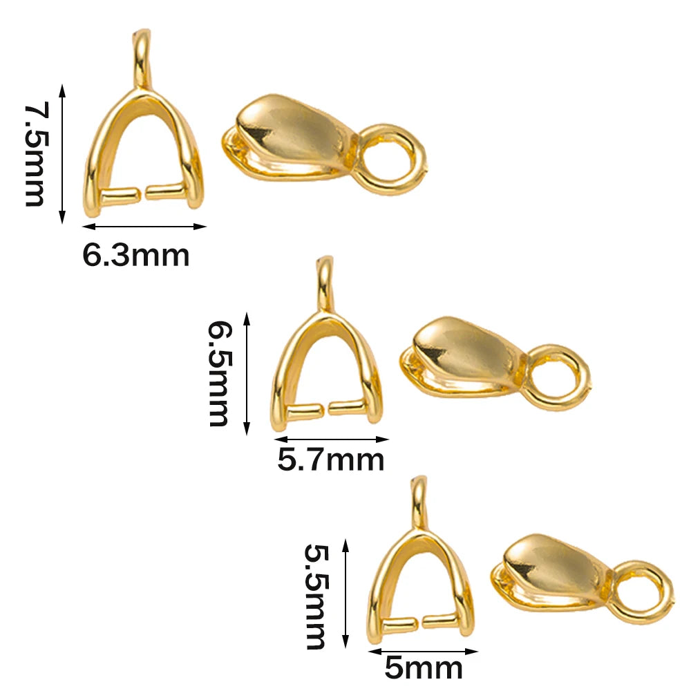 20pcs 18K Gold Plated Brass Snap Bail Hook Pinch Clips Pendant Dangle Charm Clasps for DIY Necklace Bracelet Jewelry Making Oasis Select
