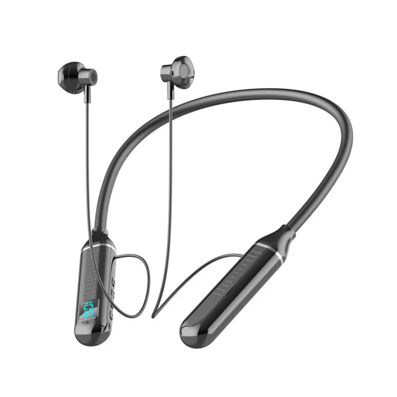 Wireless Bluetooth headset neck-mounted headset game noise reduction digital display LED display ultra-long standby stereo Oasis Select black