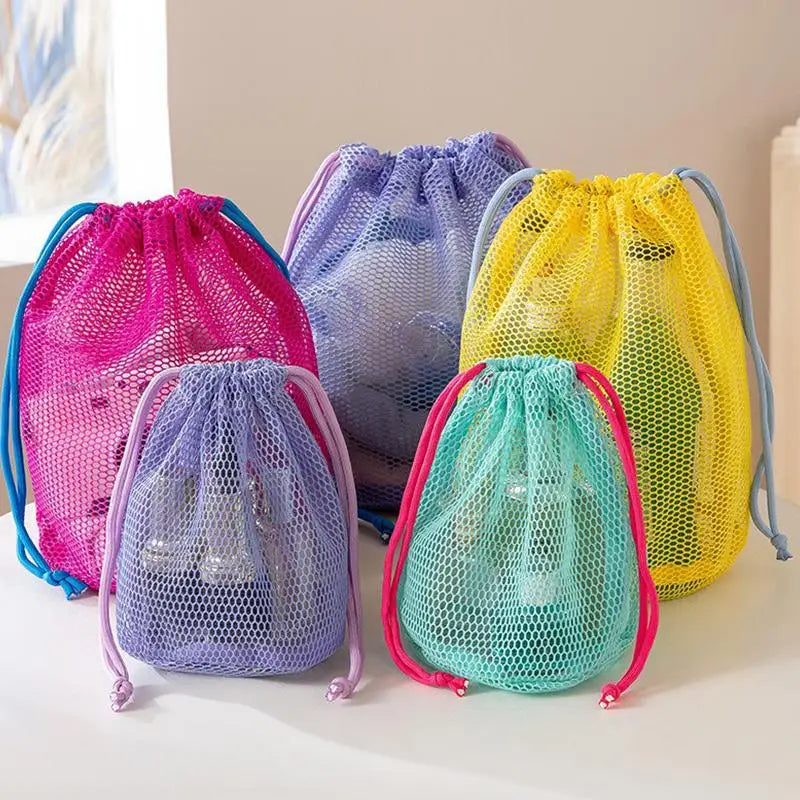 Nylon Mesh Drawstring Pouch – Travel & Cosmetic Organizer