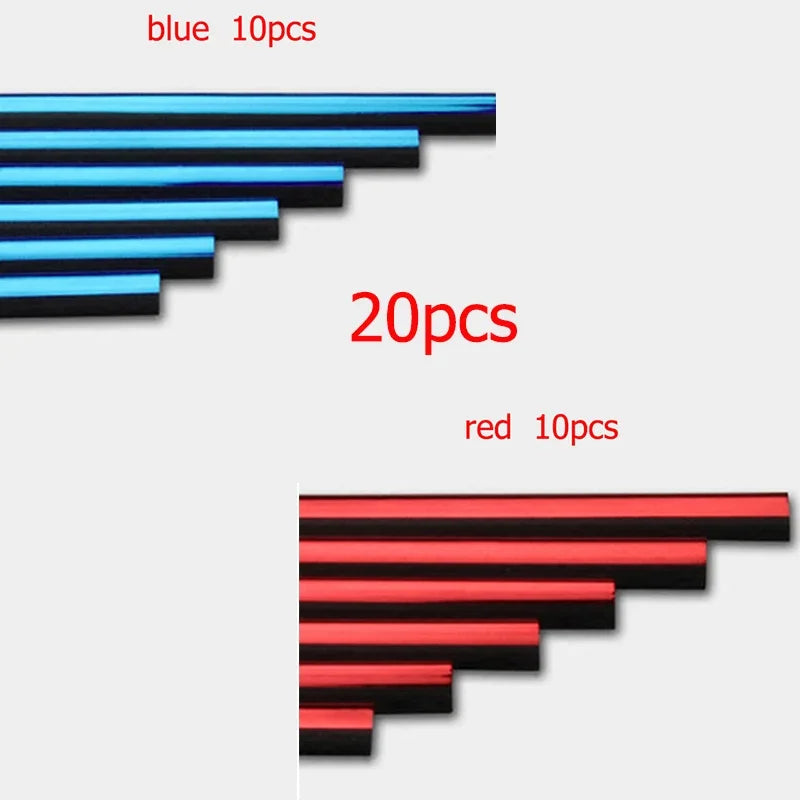 10/20PCS 20cm Car Air Conditioner Outlet Decorative U Shape Moulding Trim Decor Strips Car Door Edge Corner Protector Oasis Select 10Blue-10Red