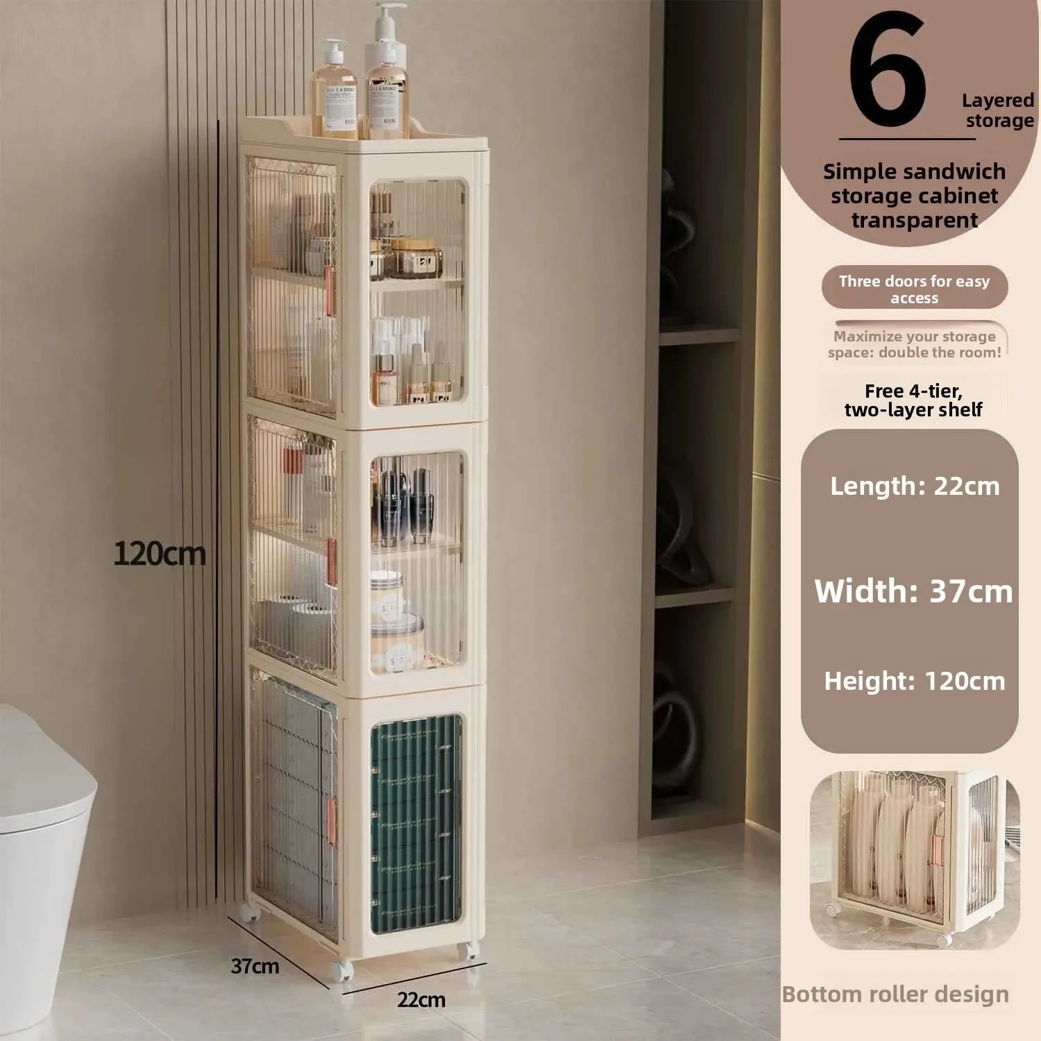 Multi-functional Household crevice storage rack crevice storage cabinet bathroom drawer seam locker bathroom shelf Oasis Select
