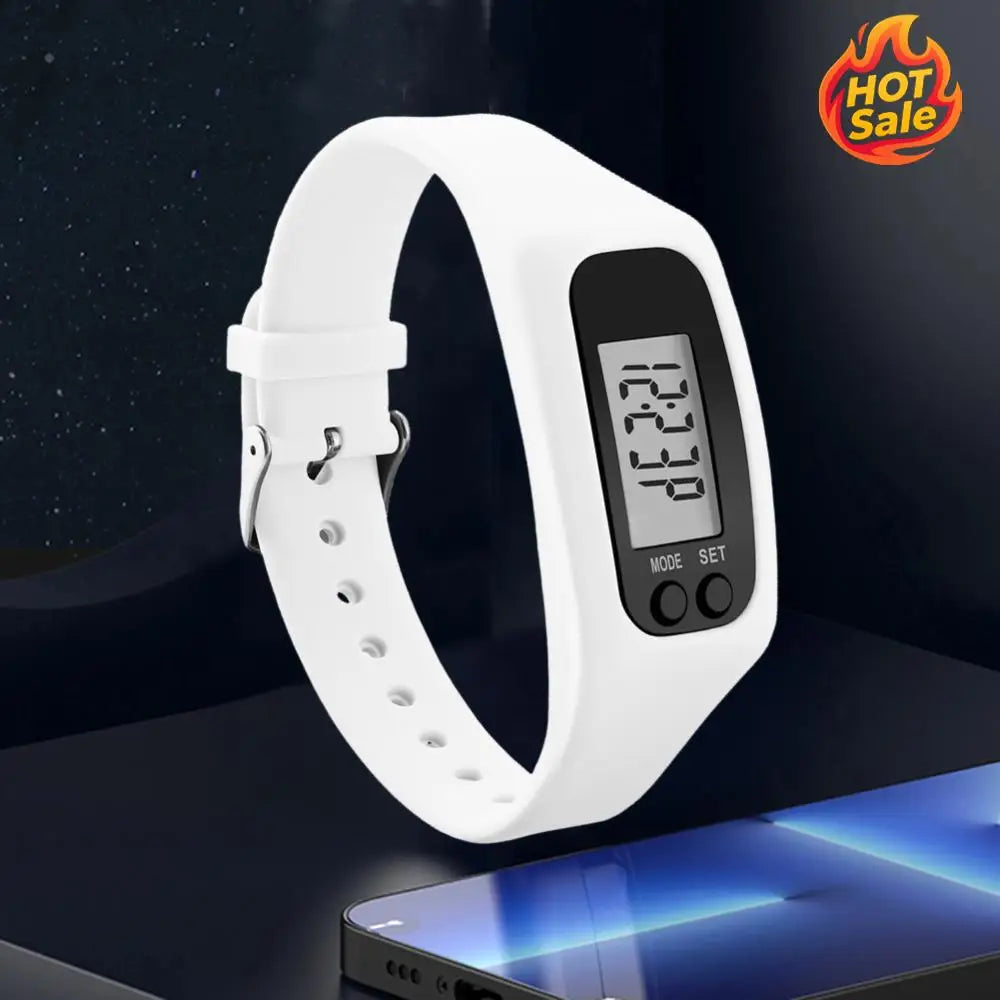 LED Pedometer Bracelet Wrist Calorie Counter 12/24H Time Display Step Counter Watch Silicone Step Tracker for Outdoor Sports Oasis Select