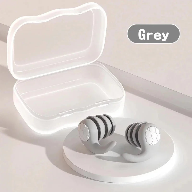 1 Pair Soft Silicone Earplugs - Noise Canceling, Waterproof, Comfortable Fit, for Sleep, Swimming, Creating a Silent Environment Oasis Select Gray