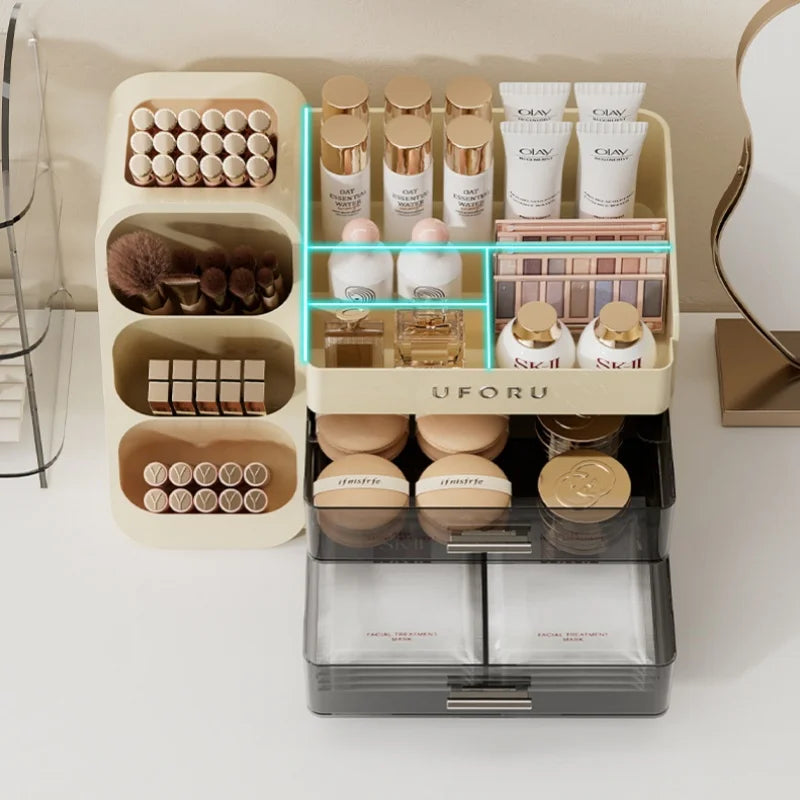 Cosmetics Storage Box Home Dressing Table High-end Large Multi-functional Compartmentalized Storage Rack Pratical New Arrival Oasis Select