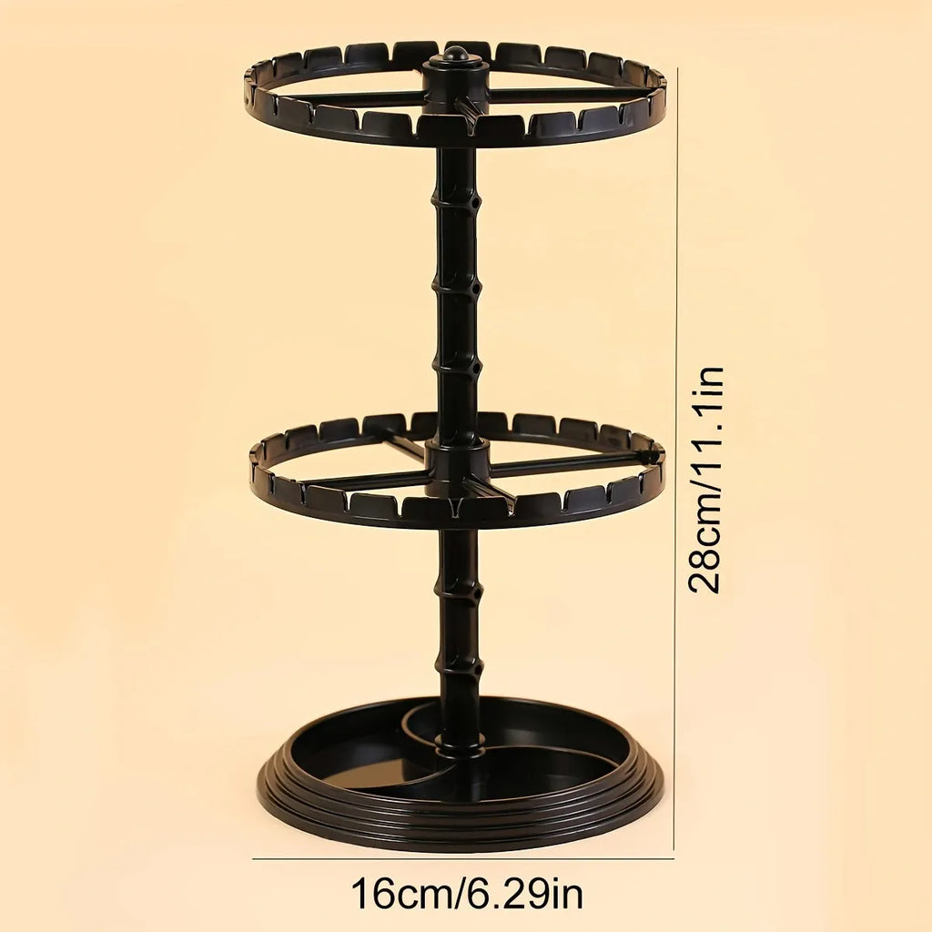1pc Double layered rotating jewelry rack, transparent tree shaped jewelry display rack, earring and necklace storage rack Oasis Select black