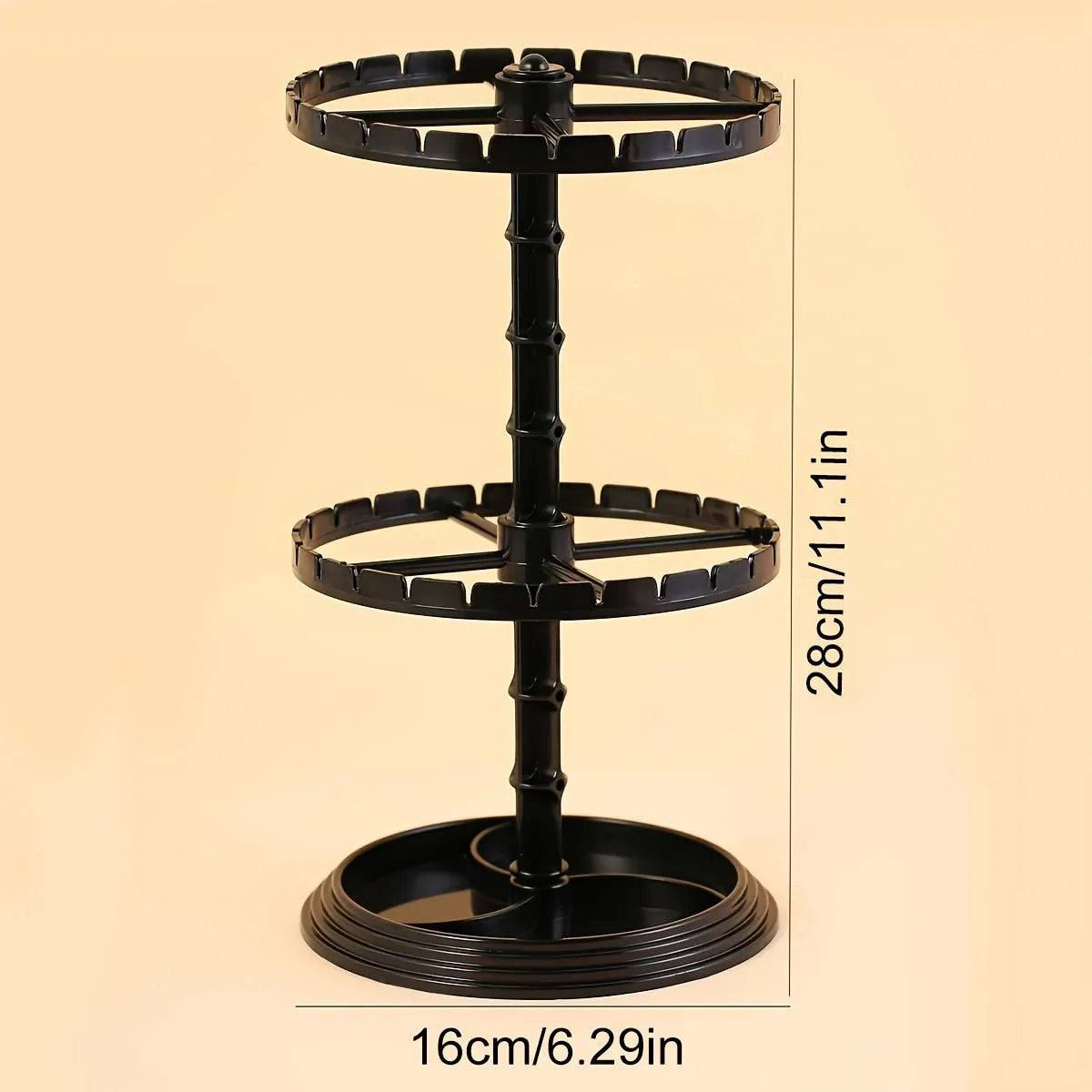 1pc Double layered rotating jewelry rack, transparent tree shaped jewelry display rack, earring and necklace storage rack Oasis Select black
