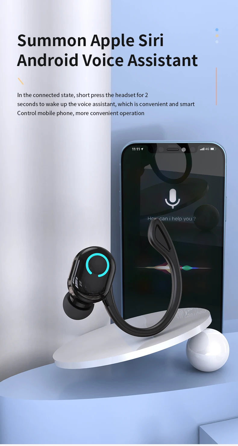 Bluetooth 5.2 Earphones Sport Headphones Wireless Earbuds Ultra-long Standby Handsfree Headset with Mic for Xiaomi Huawei Oasis Select