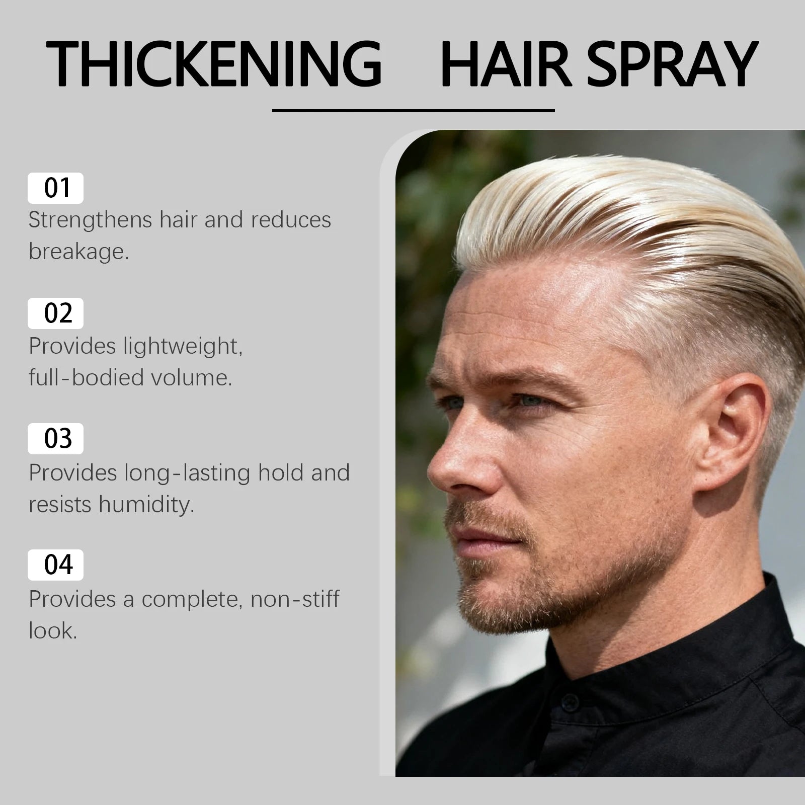 Men's Hair Styling and Setting Hair Spray Volumizing Softening Reduces Dryness Refreshing Adds Fullness Hair Setting Spray Oasis Select