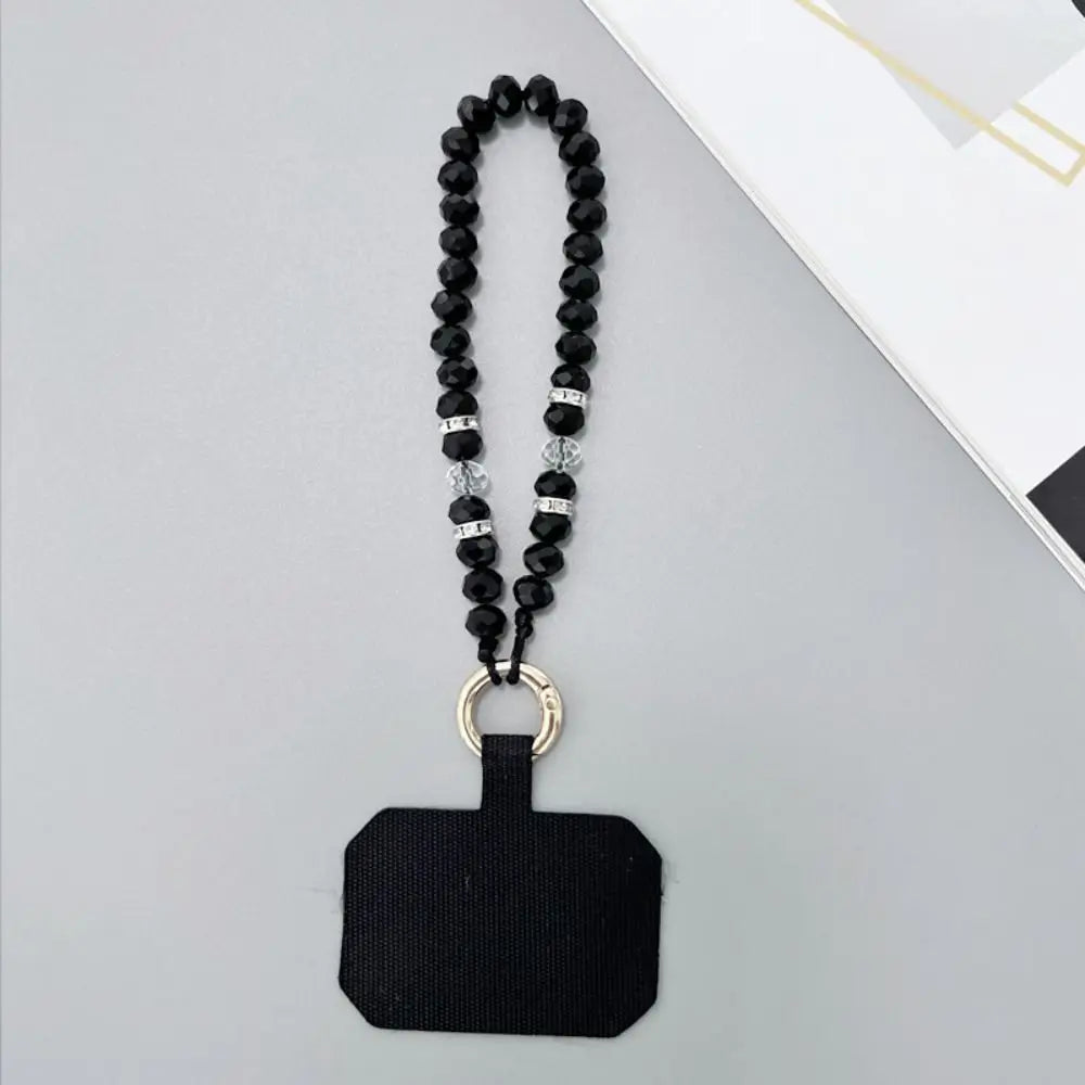 Phone Charms Crystal Beads Crystal Phone Straps Lanyard Hand Wrist Mobile Phone Chain String Luxury Cellphone Strap Key Lanyards Oasis Select black