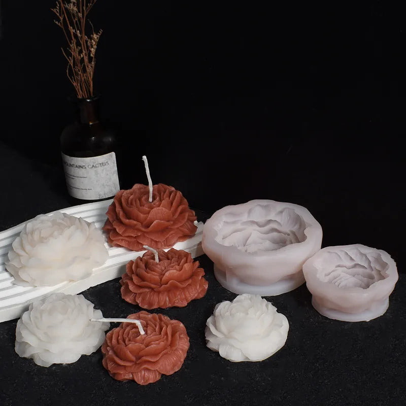 3D Peony Silicone Candle Mold DIY Handmade Flower Aromatherapy Plaster Resin Soap Making Supplies Cake Baking Mold Home Decor Oasis Select
