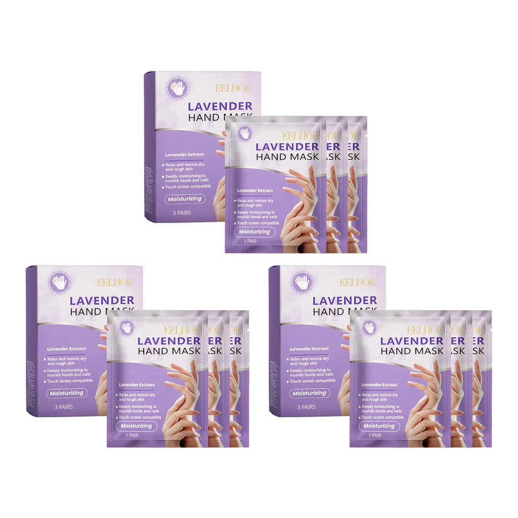 Lavender Hand Mask Exfoliating Remove Dead Skin Brightening Improve Skin Rough Dullness Smooth Nourish Hands Skin Care Products Oasis Select 3 X 3prs boxed