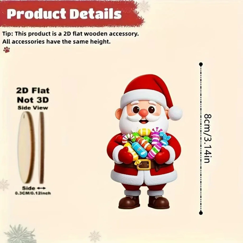 10pcs Christmas Wooden Santa Claus Ornaments Xmas Tree Hanging Pendants Christmas Tree Decoration Home Kids Gift New Year Oasis Select