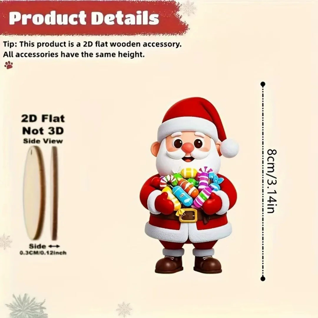10pcs Christmas Wooden Santa Claus Ornaments Xmas Tree Hanging Pendants Christmas Tree Decoration Home Kids Gift New Year Oasis Select