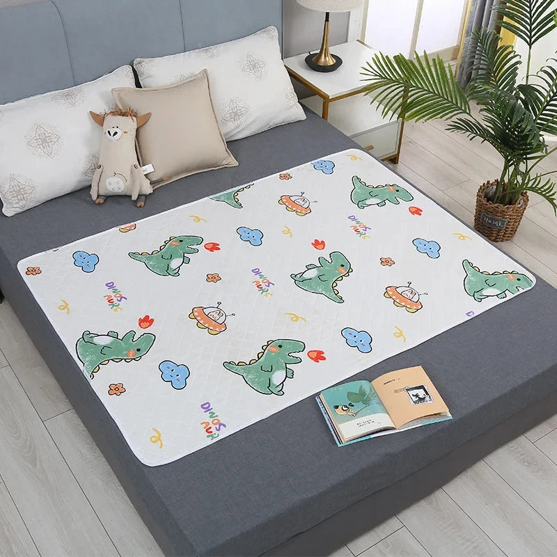 Washable Mattress Urine Mat for Baby Toddlers Cute Cartoon Bed Protector Diaper Bedding Urine Pads Cloth Breathable Oasis Select colorB