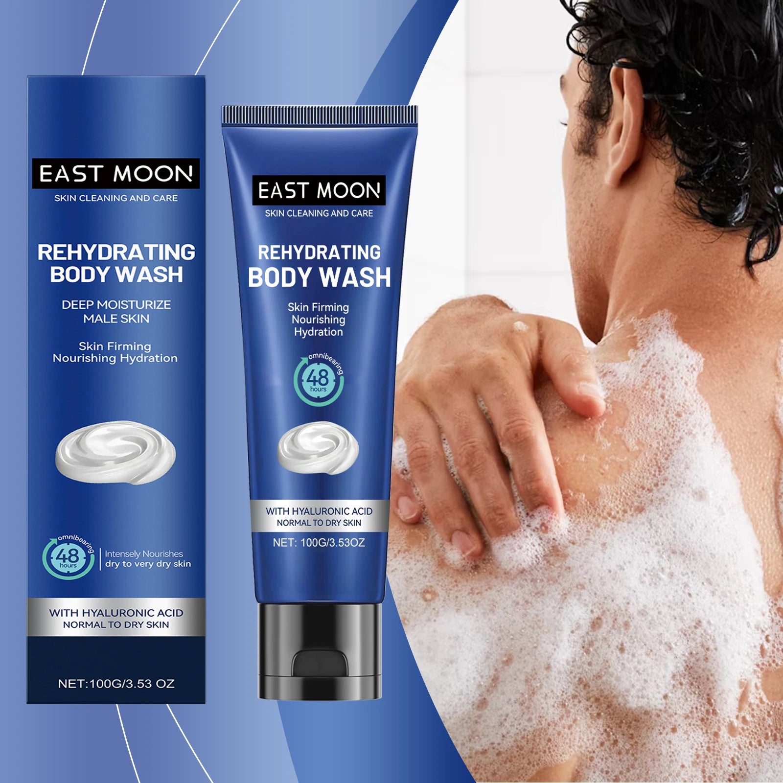 Hyaluronic Men Shower Gel Long Lasting Fragrance Improve Brighten Deep Moisturize Refresh Skin Help Exfoliator Body Wash Lotion Oasis Select 2BOXED Others