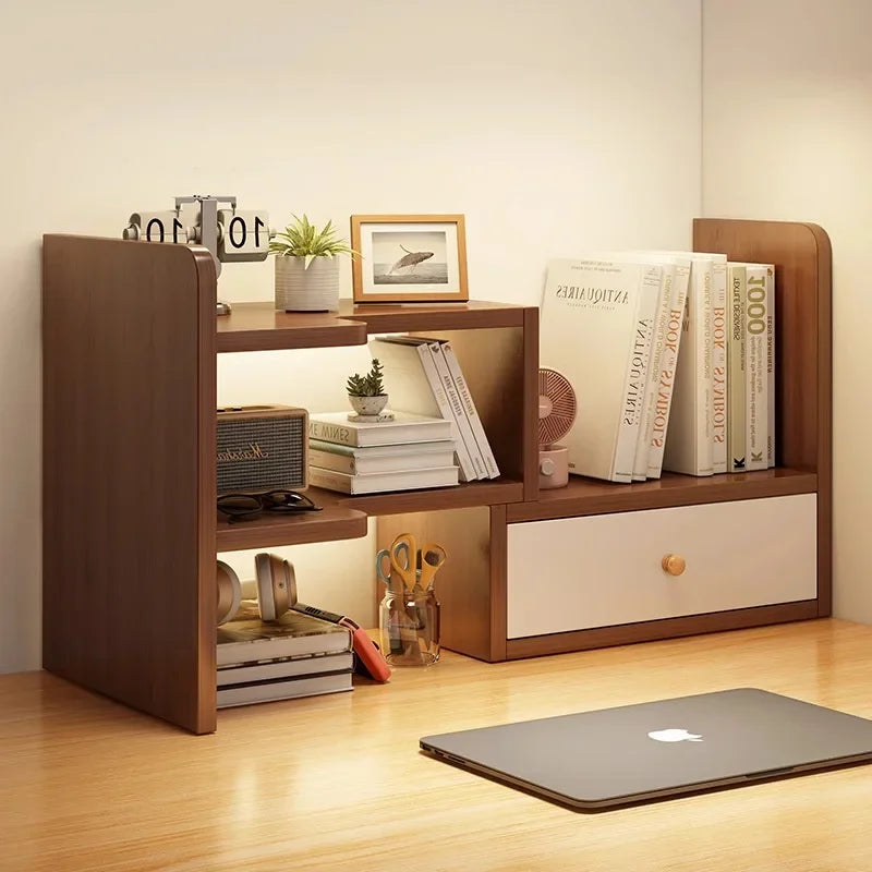 Desktop bookshelf storage shelf office storage shelf simple desk multi-layer telescopic shelf home desk small bookcase Oasis Select