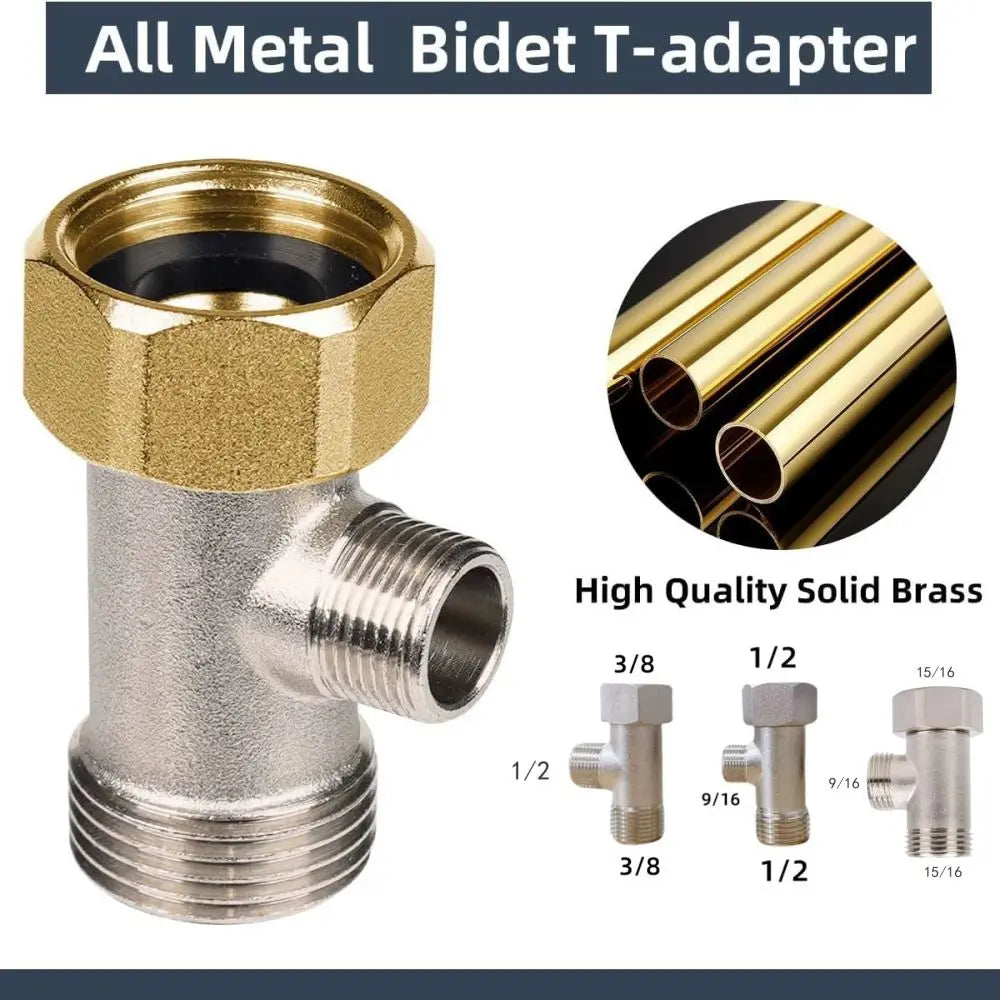 New 3 Way T Valve Adapter Connector Copper Brass 3/8 1/2 9/16 7/8 for Diverter Bath Toilet Bidet Sprayer Shower Head Water Pipes Oasis Select