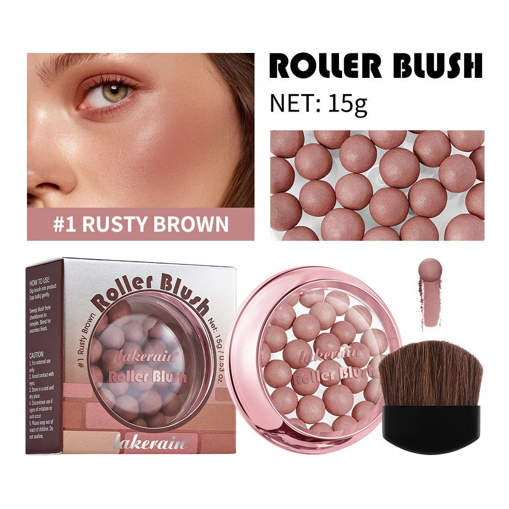 Spherical Roller Blush with Brush – Pearlescent Shimmer Finish