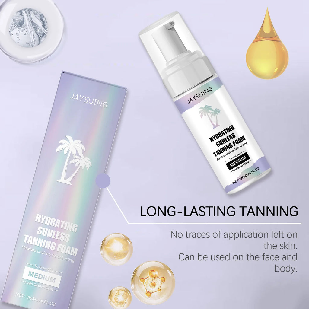 Body Self Tanning Mousse Indoor Sunless Tan Lasting Natural Bronze Brown Hydrate Skin Full Body Use Quickly Tanning Cream 120ml Oasis Select