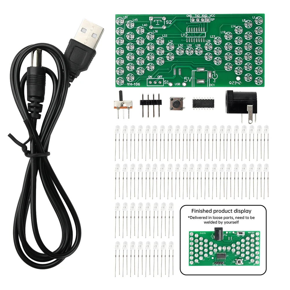 DC5V Electronic Hourglass DIY Kit with LED Light Double-layer PCB Board DIY Soldering Assembly Parts with DC Power Cord Oasis Select Default Title