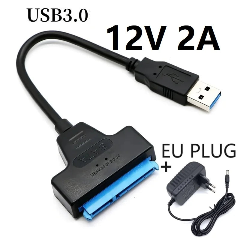 USB 3.0 to Sata III Cord SATA to USB 3.0 Cable Up to 6 Gbps for 3.5 2.5 Inch External HDD SSD Hard Drive SATA 3 22 Pin Adapter Oasis Select EU Plug