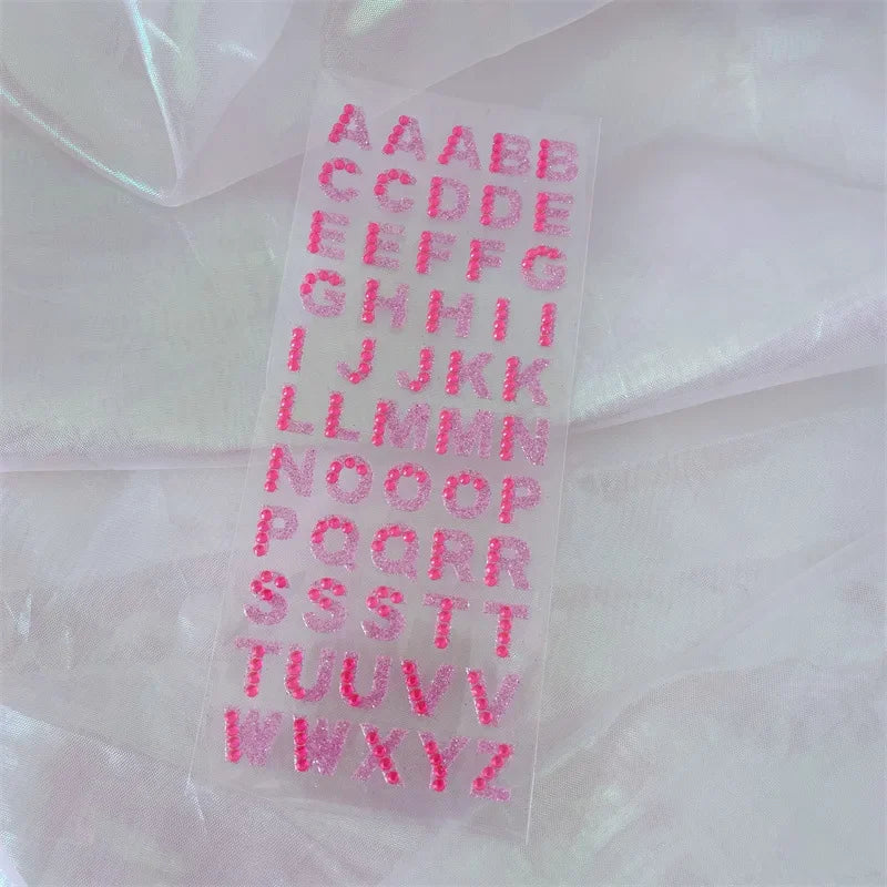 1Pcs Glitter A-Z Alphabet Letters Sticker Scrapbooking Stationery School Supplies Black/Gold/Silver/Red/Blue/Pink/Purple/Green Oasis Select Pink