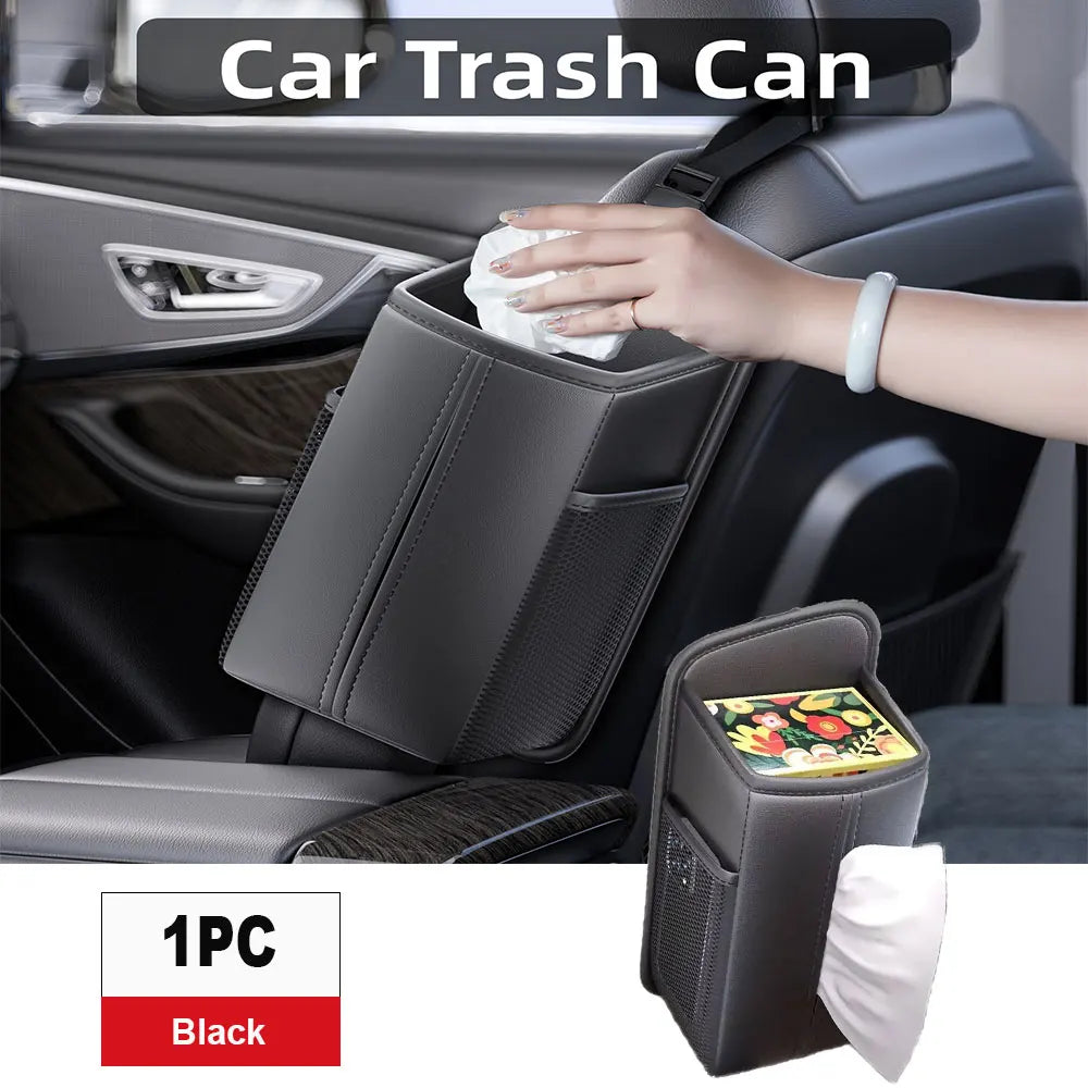 Leather Car Seat Side Organizer | Tissue, Phone & Cup Holder